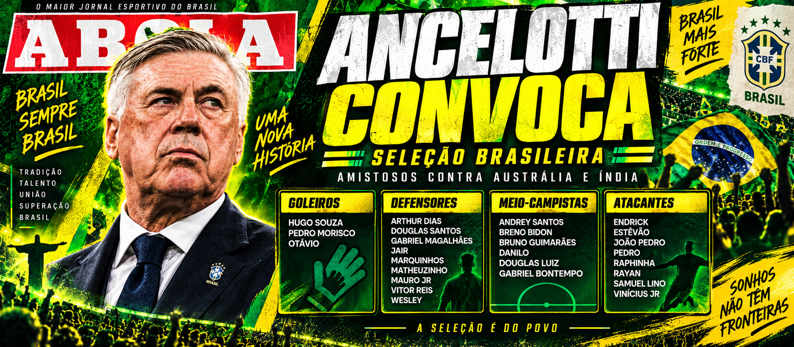 Ancelotti promove renovação na Seleção Brasileira
